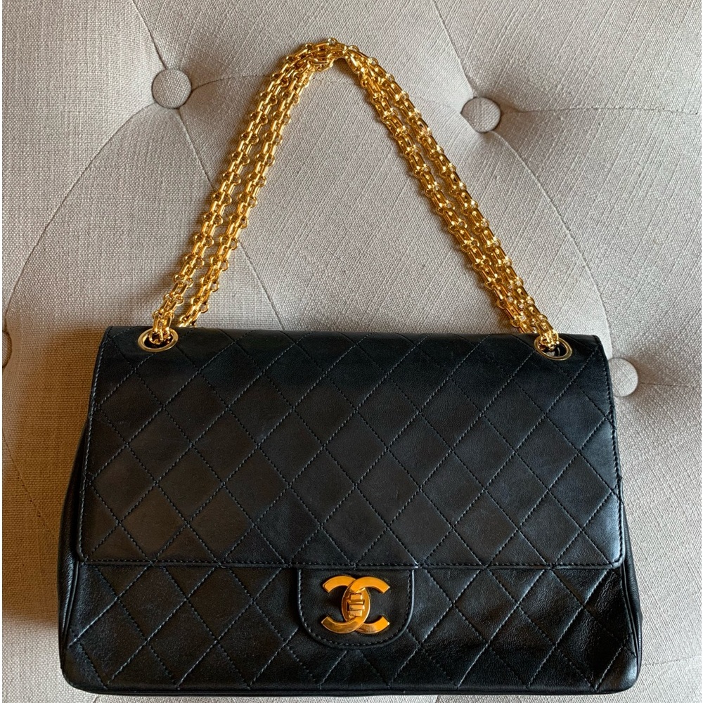 Beautiful Vintage Mademoiselle Chanel Medium Double Flap - Black Lambskin